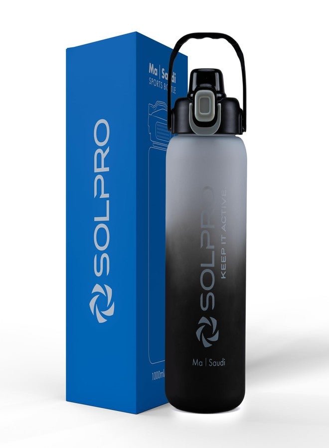 Solpro Ma Saudi Sipper Water Bottle 1000 ml, Leakproof BPA Free, Sipper Bottle for Kids, Men, Women, Adults for School, Office, College, Travel, Gym, Workout, Outdoor, Camping (White/Black) - Image 1